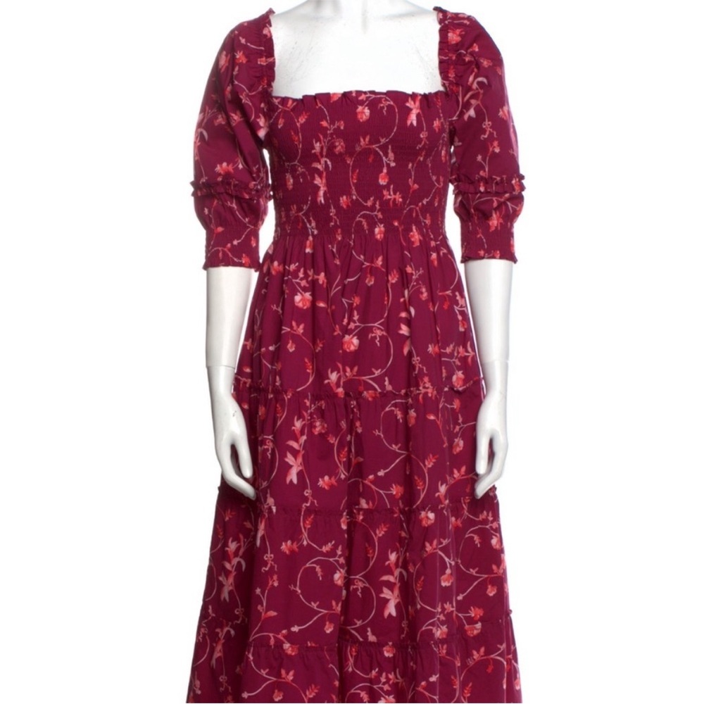 Hill House Burgundy Floral Long Sleeve Dress - Picture 6 of 8